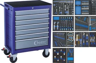 CONDOR Werkzeug Wózek narzędziowy 7 szuflad + 309 narzędzi WC.7029/L01 - Wózki magazynowe - miniaturka - grafika 1