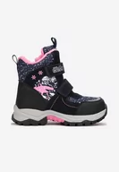 Śniegowce damskie - Niebiesko-Czerwone Sportowe Śniegowce z Kolorowym Nadrukiem i Rzepami Nelaah - miniaturka - grafika 1