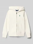 Swetry dla dziewczynek - Bluza rozpinana z wyhaftowanym logo - miniaturka - grafika 1