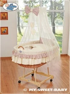My Sweet Baby Kosz Mojżesza z baldachimem Miś z kokardką brązowy 9.9801260459932E-322 - Łóżeczka i kojce - miniaturka - grafika 1