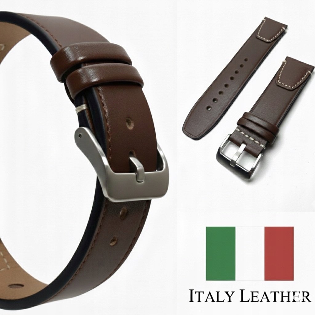 PASEK DO ZEGARKA 20MM BRĄZOWY SKÓRZANY UNIWERSALNY+TELESKOPY QUICK PIN