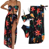 Stroje kąpielowe - STRÓJ KĄPIELOWY DWUCZĘŚCIOWY PAREO BIKINI WYSOKI STAN MODELUJĄCY DAMSKI S - miniaturka - grafika 1