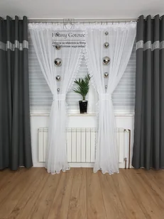 Długa firanka z gipiurą 250cm, efektowna firanka do salonu - Firany - miniaturka - grafika 1