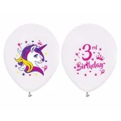 Urodziny dziecka - Godan Balony lateksowe Jednorożec na trzecie urodziny - 30 cm - 5 szt. GZ-3JED - miniaturka - grafika 1