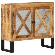 Szafki nocne - vidaXL Szafka, 80x30x71 cm, lite surowe drewno mango i metal - miniaturka - grafika 1