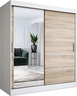 Szafy - MKPOL Szafa przesuwna MODUO COMFORT 3 180 biała mat/dąb sonoma z lustrem - miniaturka - grafika 1