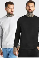 Bluzy męskie - BOOHOOMAN BLUZA MĘSKA CZARNA CASUAL GŁADKA M ZSM - miniaturka - grafika 1