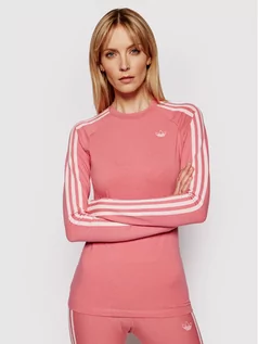 Bluzki damskie - Adidas Bluzka Fakten GN4380 Różowy Slim Fit - grafika 1