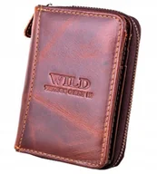 Portfele - Brązowy PIONOWY Portfel Męski na SUWAK Monety Skóra Naturalna Licowa ŚREDNI - miniaturka - grafika 1