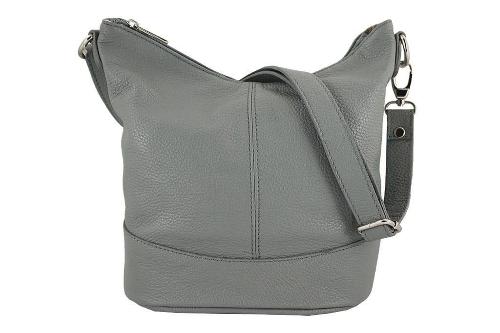 Modna skórzana torebka młodzieżowa - Szara jasna