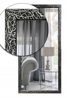 Lustra - Lustro w czarnej srebrnej ornamentowej ramie drewnianej 140x60 z14 - miniaturka - grafika 1