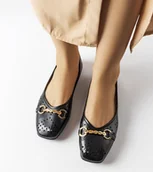 Botki damskie - Czarne ażurowe balerinki Schiavone-38 - miniaturka - grafika 1