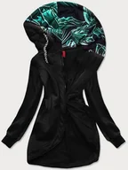 Bluzy damskie - Długa damska bluza rozpinana czarna (AMG815) - LHD - miniaturka - grafika 1