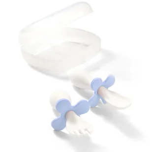 Babyono Sztućce Dla Niemowląt W Etui Widelec Łyżeczka Biało-Niebieskie 12m+ - Sztućce dla dzieci - miniaturka - grafika 1