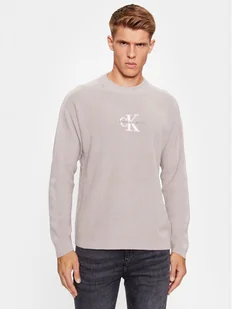 Calvin Klein Jeans Sweter J30J322460 Szary Loose Fit - Swetry męskie - miniaturka - grafika 1