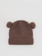 Czapki damskie - Reserved - Prążkowana czapka z wiskozą - brązowy - miniaturka - grafika 1