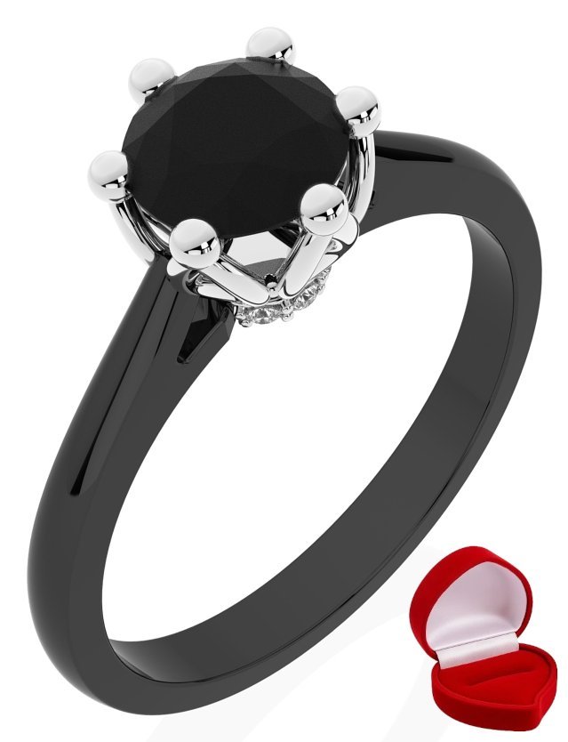 ZŁOTY PIERŚCIONEK ZARĘCZYNOWY 585 14k BRYLANT CZ. 0,70 ct CZARNE ZŁOTO R8