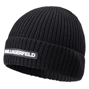 Damska Czapka zimowa KARL LAGERFELD ESSENTIAL KNIT BEANIE 216W3418-999 – Czarny - Czapki damskie - miniaturka - grafika 1