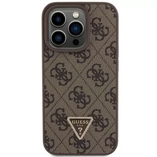 Guess GUHCP15LP4TDPW iPhone 15 Pro 6.1" brązowy/brown hardcase Leather 4G Triangle Strass - Etui i futerały do telefonów - miniaturka - grafika 3