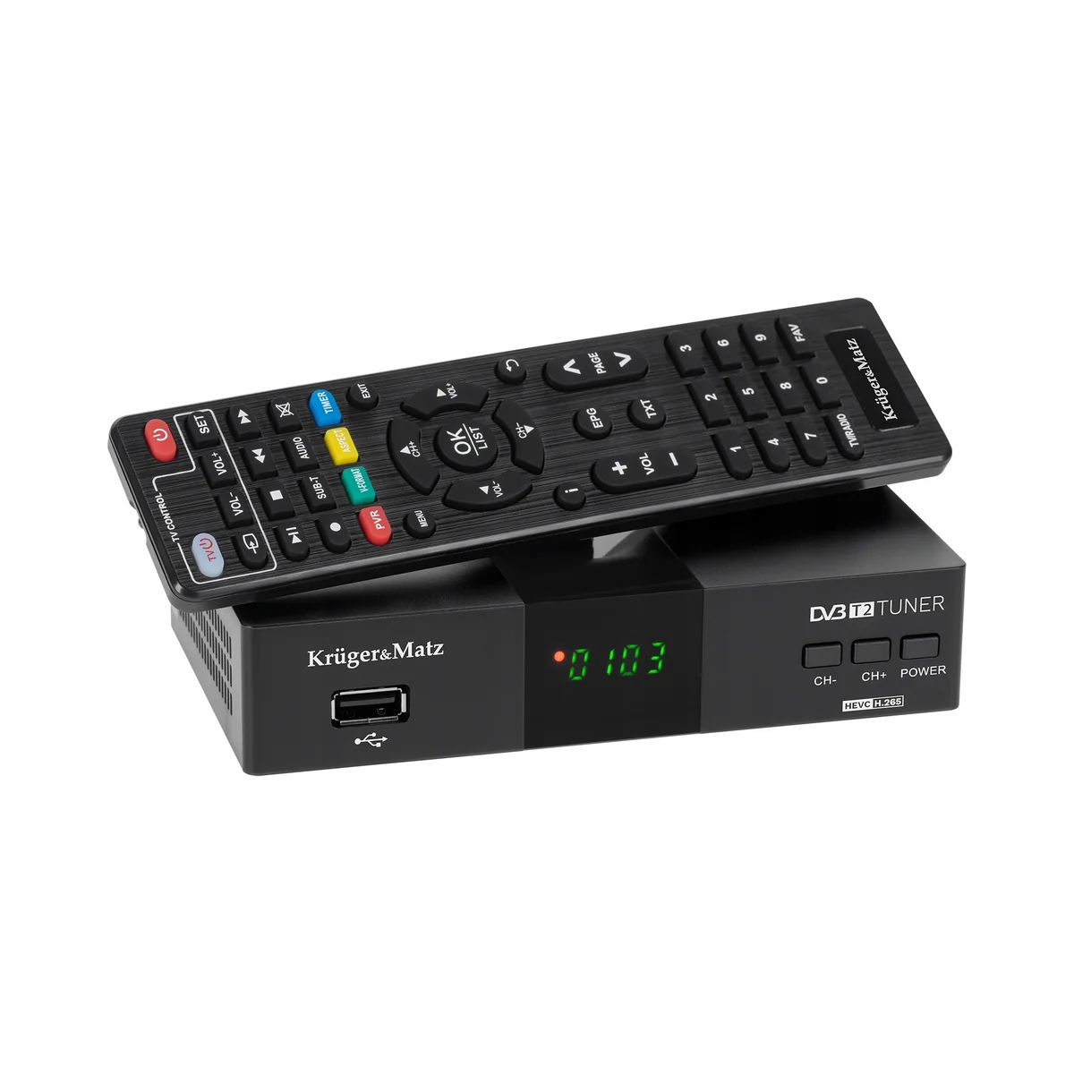 Kruger&Matz Tuner DVB-T2 H.265 HEVC HDMI SCART PVR EPG USB dekoder KM0550D