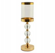 Świeczniki - Świecznik ze szklanym kloszem złoty lampion świeca - miniaturka - grafika 1