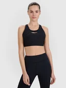 Bielizna sportowa damska - 4F Biustonosz treningowy ze średnim wsparciem damski - czarny L - miniaturka - grafika 1