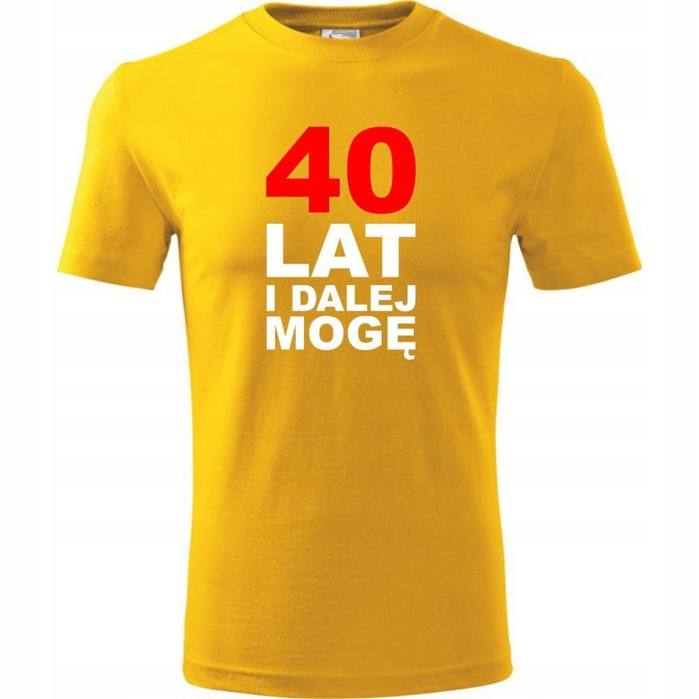 Męska Koszulka z Nadrukiem 40 lat i dalej mogę na Prezent Urodzinowy żółty XXL