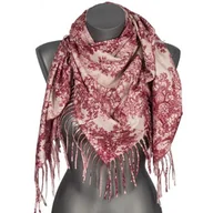 Apaszki i szaliki damskie - Chusta damska przejściowa VINTAGE na prezent z frędzlami RCC22-3 bordowy - miniaturka - grafika 1