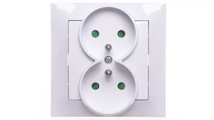 Ospel Impresja biały gniazdo podwójne +0) z przesłonami GP-2YZP/00 GP-2YZP/00 - Gniazdka elektryczne - miniaturka - grafika 1