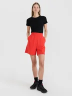 Spodenki damskie - 4F Spodenki dresowe damskie - czerwone L - miniaturka - grafika 1