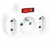 Rozgałęźniki - Orno Rozgałęźnik 1x2P+Z 2x2P/II z włącznikiem OR-AE-13191 biały OR-AE-13191 - miniaturka - grafika 1