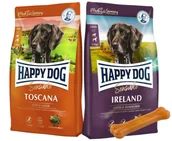 Sucha karma dla psów - Happy Dog Supreme Toscana 12,5kg + Happy Dog Supreme Sensible Irland 12,5kg + MACED Kość Wędzona Prasowana 11 cm - miniaturka - grafika 1