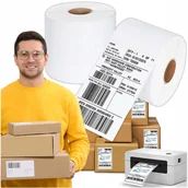 Akcesoria do pakowania - ETYKIETY TERMICZNE SAMOPRZYLEPNE BIAŁE 100x150 mm 500 szt PERFORACJA ROLKA - miniaturka - grafika 1