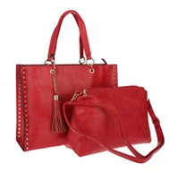 Torebki damskie - Torebka damska teczka A4 pojemna listonoszka 2w1 duża HJ81121 czerwona - miniaturka - grafika 1
