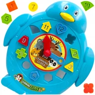 Sortery dla dzieci - Zegar edukacyjny sorter kształtów zabawka dla dziecka pingwinek cyferki 002 - miniaturka - grafika 1