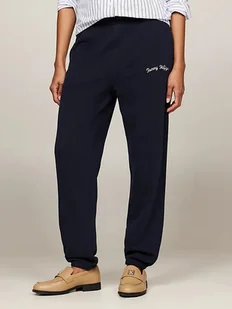 Spodnie dresowe damskie z wysokim stanem Tommy Hilfiger WW0WW42718-DW5 M Granatowe (8720636768489) - Spodnie sportowe damskie - miniaturka - grafika 1