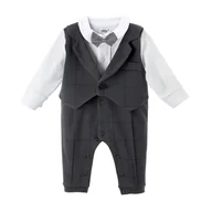 Pajacyki dla niemowląt - BGL-27821D Pajac Olaf z kamizelką grafit 80 - miniaturka - grafika 1