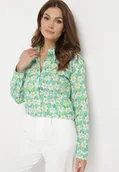Koszule damskie - Zielona Bawełniana Koszula o Klasycznym Kroju w Kwiatki Tarievia - miniaturka - grafika 1