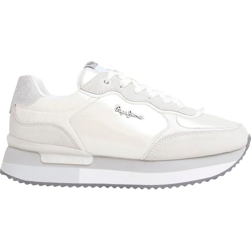 Pepe Jeans Damskie trampki RUSPER SHINE, białe (białe), 40 UK, biały, 42 EU
