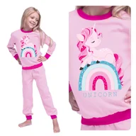 Moda i Uroda OUTLET - PIŻAMA DZIECIĘCA DLA DZIEWCZYNKI DŁUGI RĘKAW CIEPŁA NA PREZENT JEDNOROŻEC BAWEŁNIANA POLSKI PRODUCENT 92 - miniaturka - grafika 1