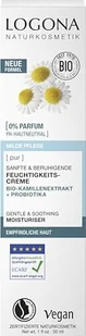 LOGONA Naturkosmetik PUR delikatny i uspokajający krem nawilżający z ekstraktem z bio-rumianku i probiotykami, neutralna dla skóry wrażliwej, wegański krem do kojącej skóry, 30 ml - Kremy do twarzy - miniaturka - grafika 1
