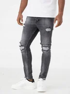 Spodnie męskie - SPODNIE MĘSKIE JEANSOWE Z Uszkodzeniami Skinny Fit Ciemne Szare i8 Denim 32 - miniaturka - grafika 1