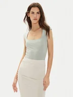 Koszulki i topy damskie - Gina Tricot Top 23171 Szary Slim Fit - miniaturka - grafika 1
