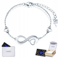 Bransoletki - Srebrna Bransoletka z Sercem Nieskończonością Love Kryształki SREBRO 925 - miniaturka - grafika 1