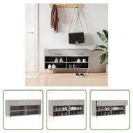 Szafki na buty - The Living Store Ławka na buty szara Sonoma 102x35x55 cm Materiał drewnopochodny - miniaturka - grafika 1