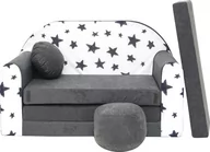 Fotele i pufy dla dzieci - Sofa dziecięca kanapa wersalka rozkładana 160cm + podnóżek i poduszka - AC1 - miniaturka - grafika 1