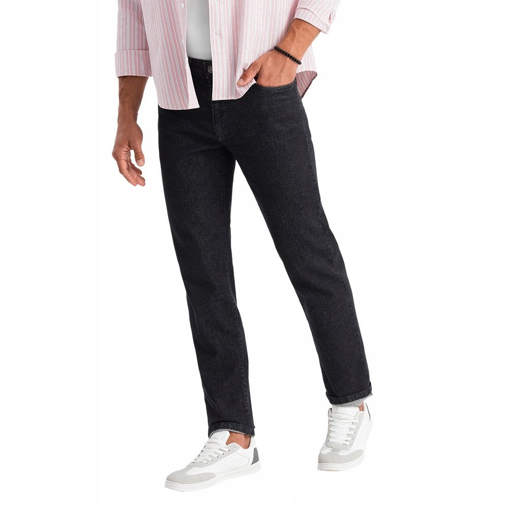Klasyczne męskie spodnie jeansowe REGULAR FIT czarne V2 OM-PADP-0152 M
