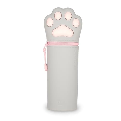 Legami - Kawaii Miękki silikonowy piórnik szkolny 2 w 1, motyw Kitty Paw, uchwyt na długopisy stołowe, zapięcie na zamek błyskawiczny, długopisy kredkowe, wys. 21,5 cm