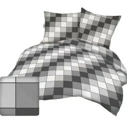 Karo Pościel z kory 160x200 kostka kratka geometria szara grafitowa 3D-1112A - Pościel - miniaturka - grafika 1