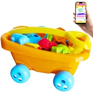 Zabawki do piasku - ZABAWKI DO PIASKU WÓZEK TACZKA WÓZECZEK FOREMKI ŁOPATKA ZESTAW DO PIASKU PREZENT DLA DZIECKA + EBOOK - miniaturka - grafika 1